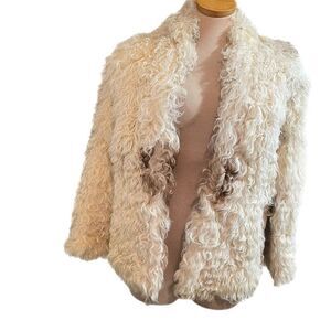 Mano Swartz Mongolian Curly Sheepskin Lamb Shaggy Coat Size Small Medium READ